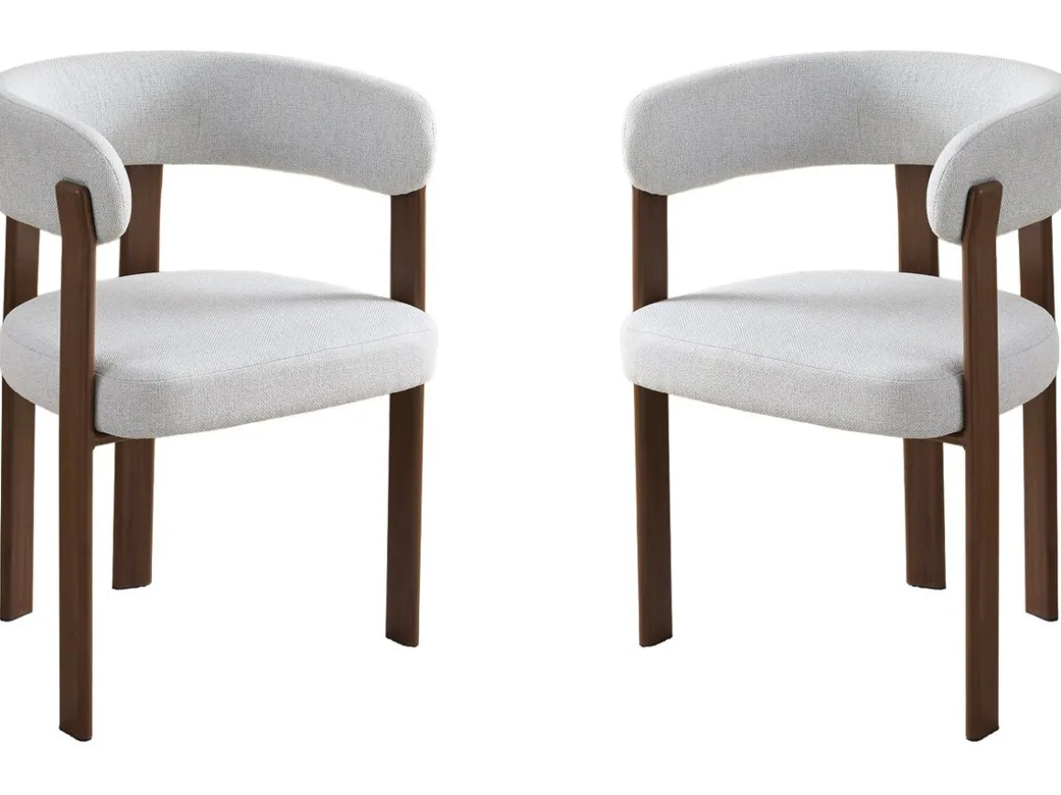 Lot de 2 chaises de salle à manger avec accoudoirs "Opale" - Gris clair