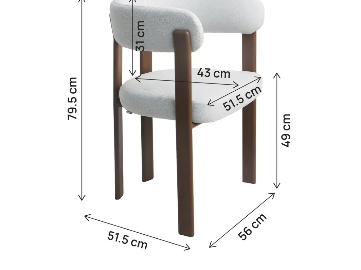 Lot de 2 chaises de salle à manger avec accoudoirs "Opale" - Gris clair