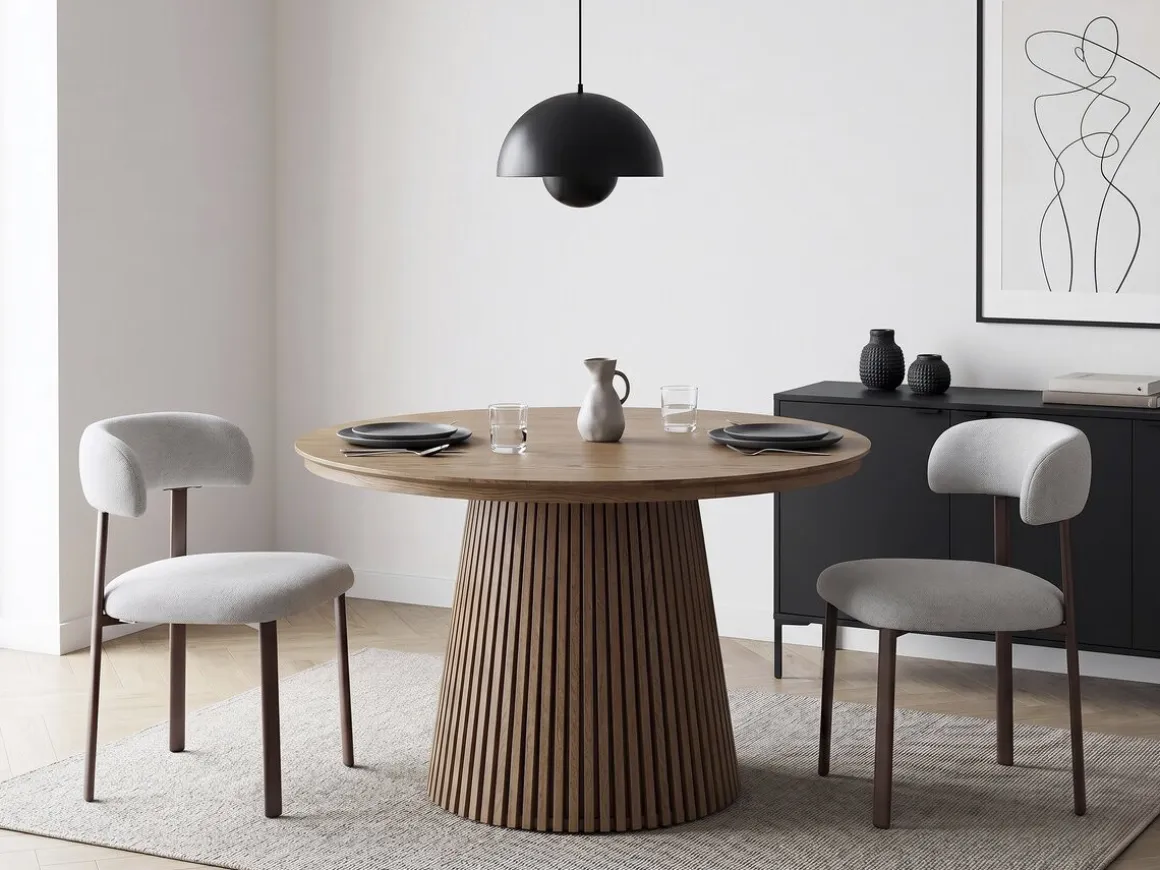 Lot de 2 chaises de salle à manger imitation bois "Aurea" - Gris clair