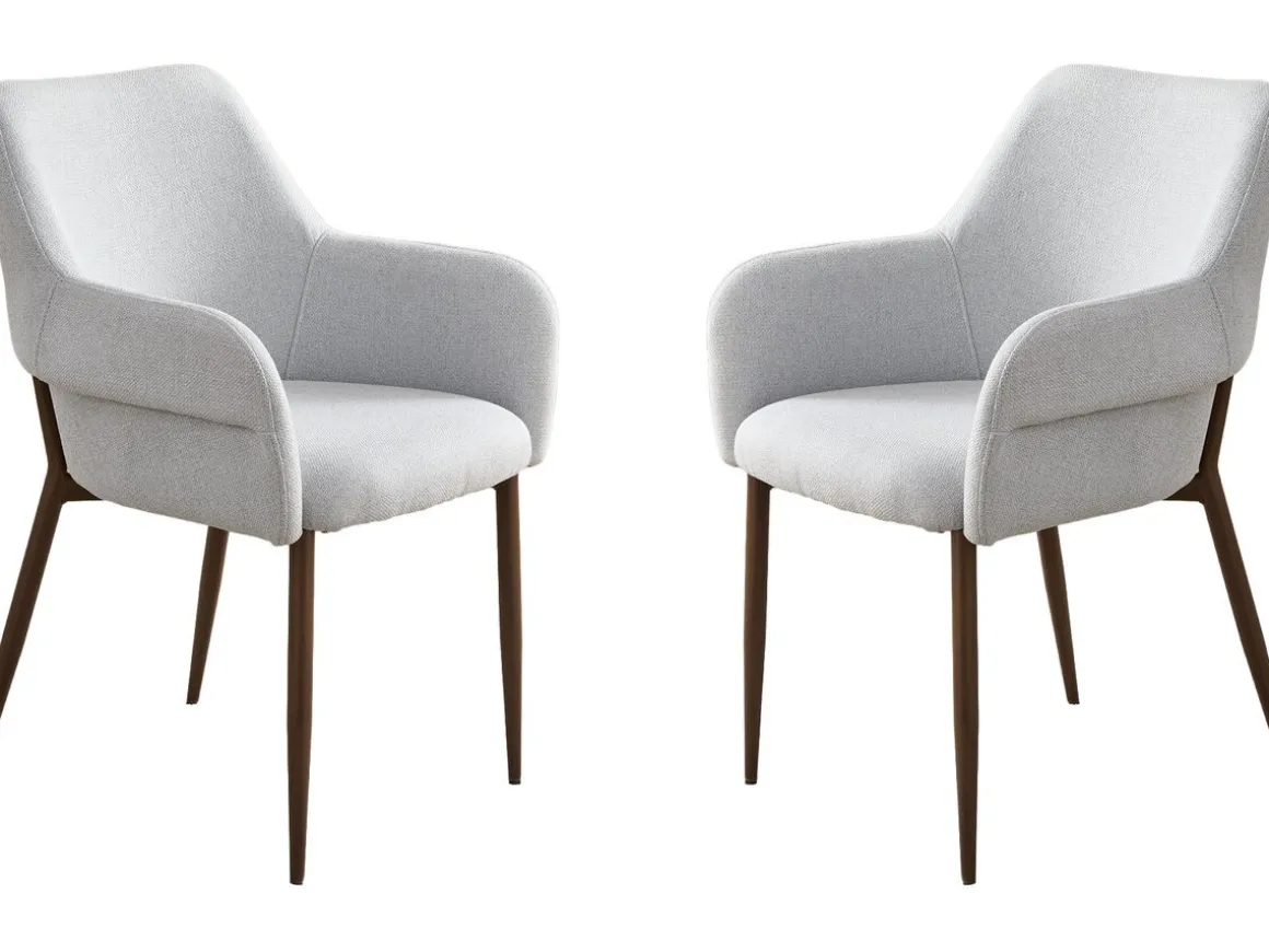 Lot de 2 chaises de salle à manger avec accoudoirs "Jade" - Gris clair