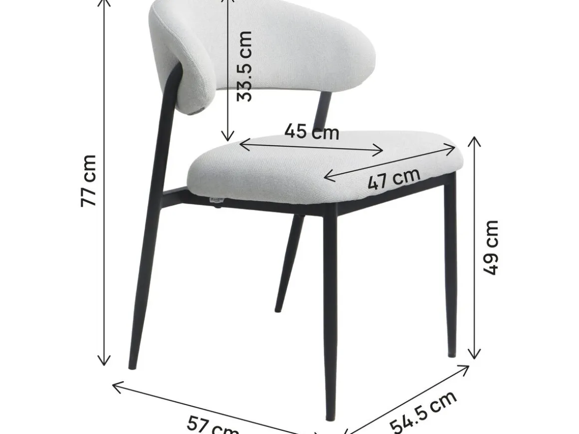 Lot de 2 chaises de salle à manger en tissu et métal "Edena" - Gris clair