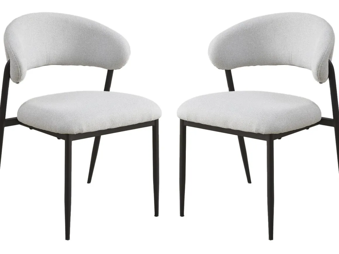Lot de 2 chaises de salle à manger en tissu et métal "Edena" - Gris clair