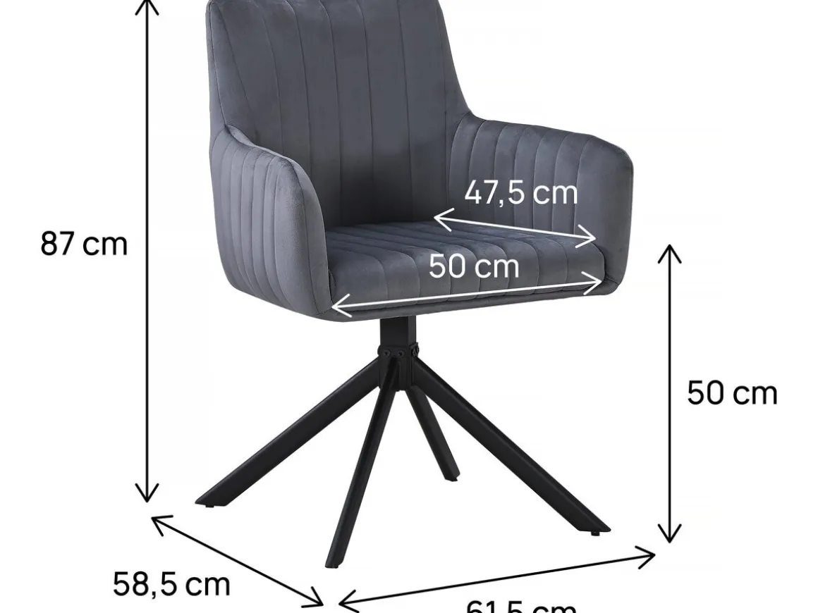 Lot de 2 chaises en tissu "Pharell" - 60 x 61 x 91 cm - Gris