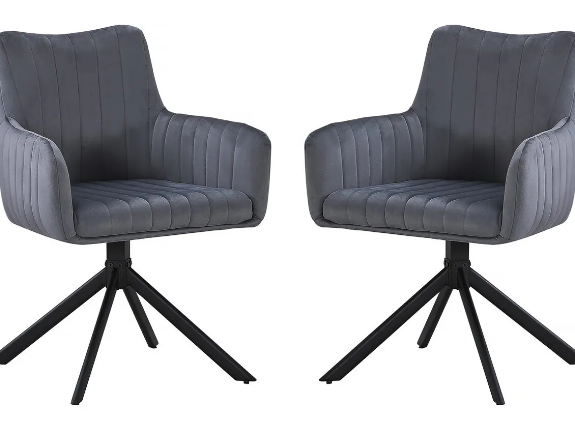 Lot de 2 chaises en tissu "Pharell" - 60 x 61 x 91 cm - Gris