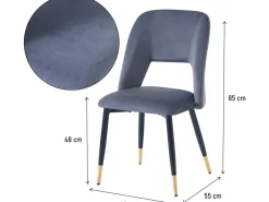 Lot de 2 chaises en velours "Coralie" - Gris