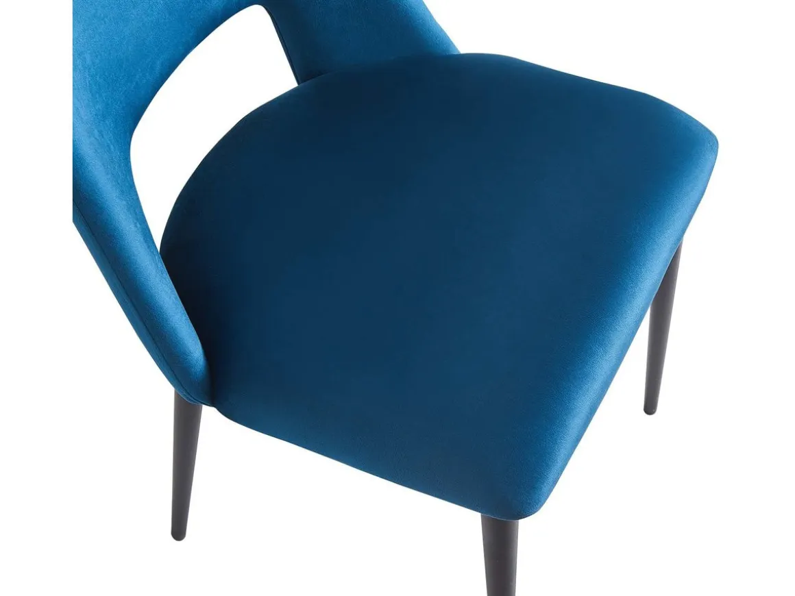 Lot de 2 Chaises en velours "Fedora" - Bleu foncé
