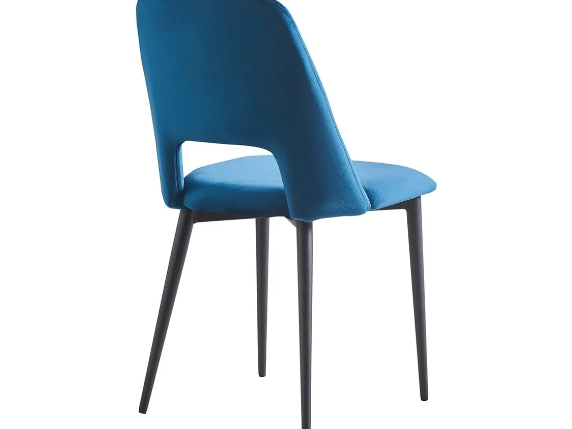Lot de 2 Chaises en velours "Fedora" - Bleu foncé