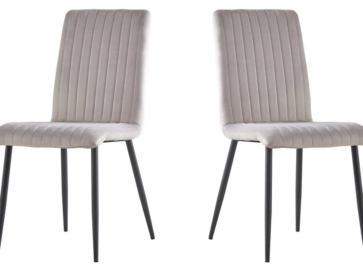 Lot de 2 chaises en velours "Henley" - Gris clair