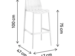 Lot de 2 chaises hautes de jardin empilable "Vaena" - Blanc