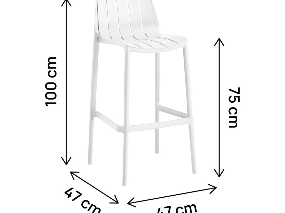 Lot de 2 chaises hautes de jardin empilable "Vaena" - Blanc