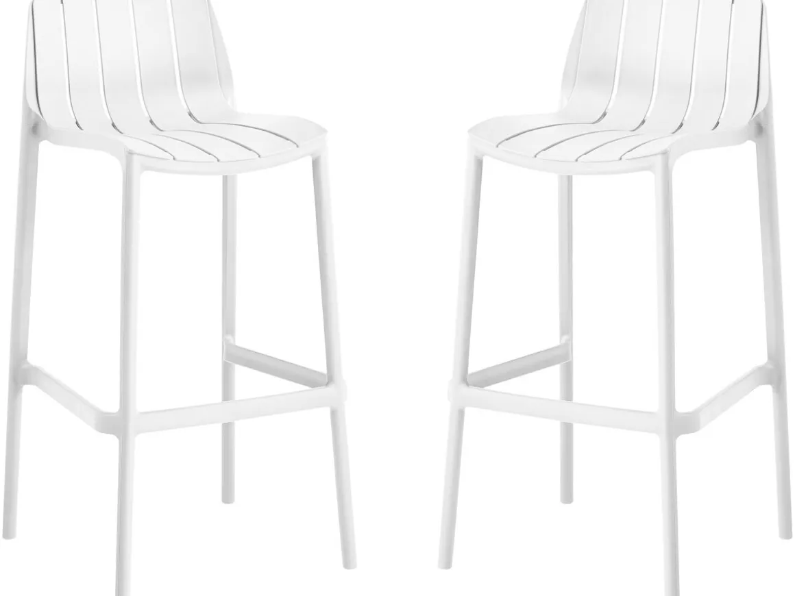 Lot de 2 chaises hautes de jardin empilable "Vaena" - Blanc