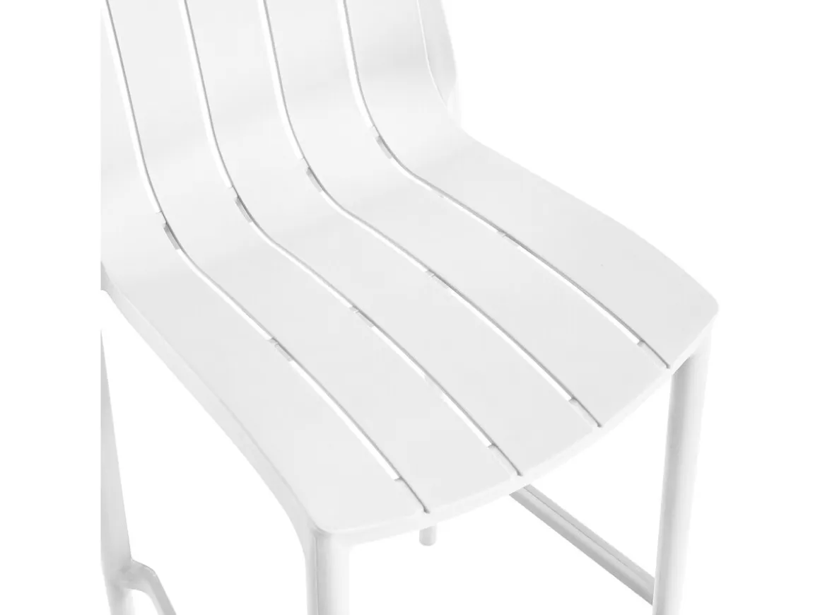 Lot de 2 chaises hautes de jardin empilable "Vaena" - Blanc