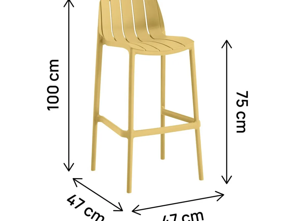 Lot de 2 chaises hautes de jardin empilable "Vaena" - Jaune