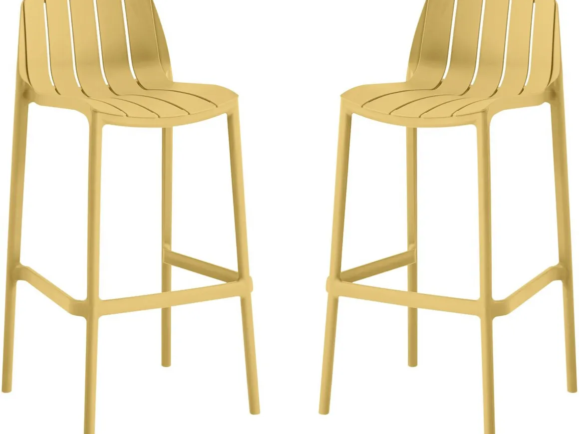 Lot de 2 chaises hautes de jardin empilable "Vaena" - Jaune