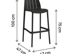 Lot de 2 chaises hautes de jardin empilable "Vaena" - Noir