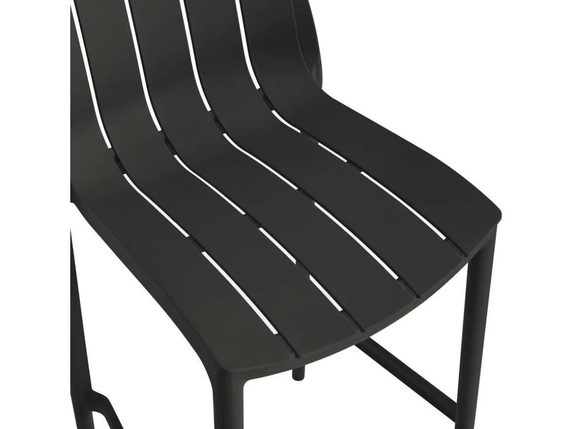 Lot de 2 chaises hautes de jardin empilable "Vaena" - Noir