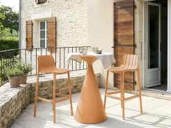 Lot de 2 chaises hautes de jardin empilable "Vaena" - Orange