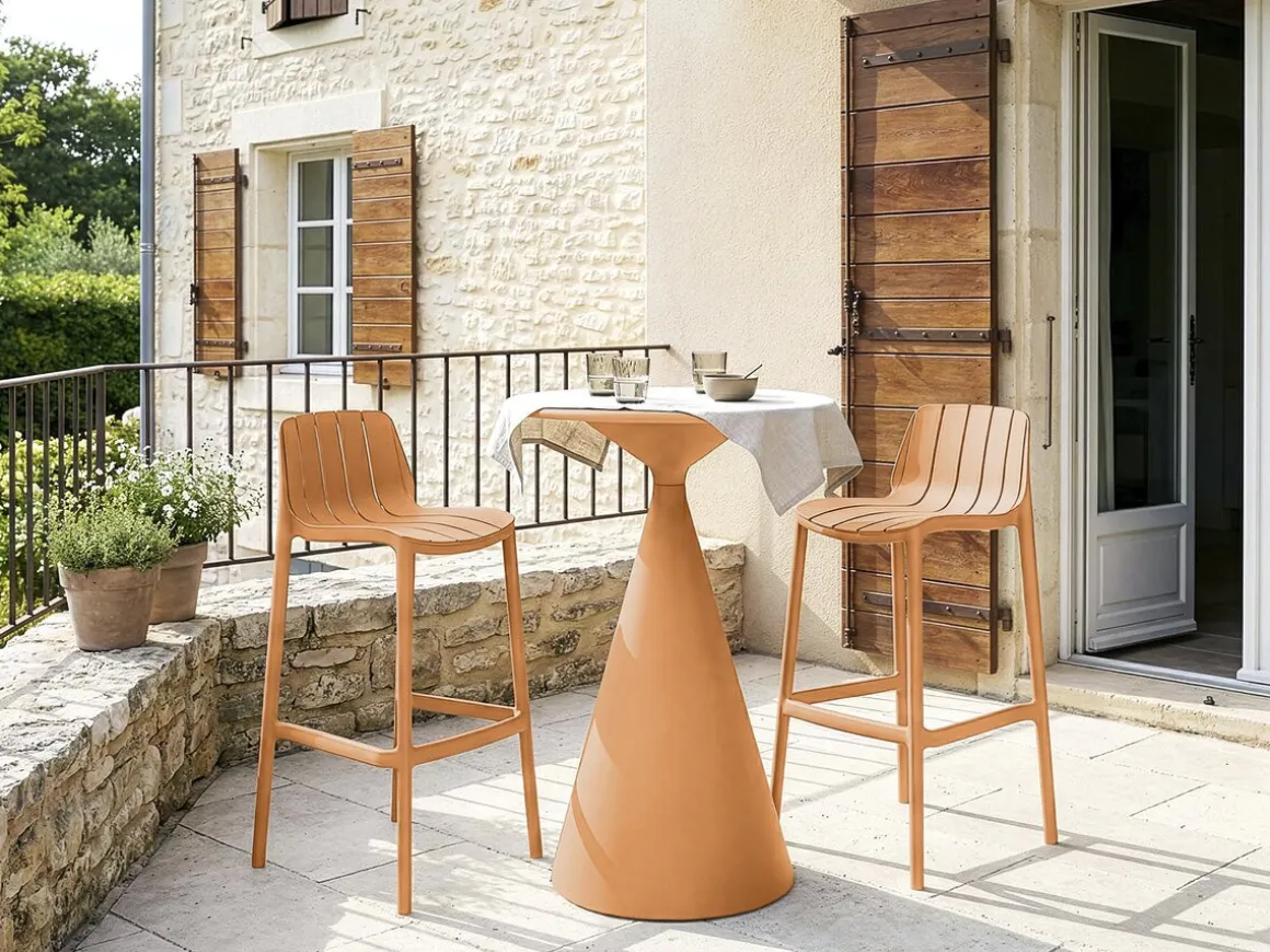 Lot de 2 chaises hautes de jardin empilable "Vaena" - Orange