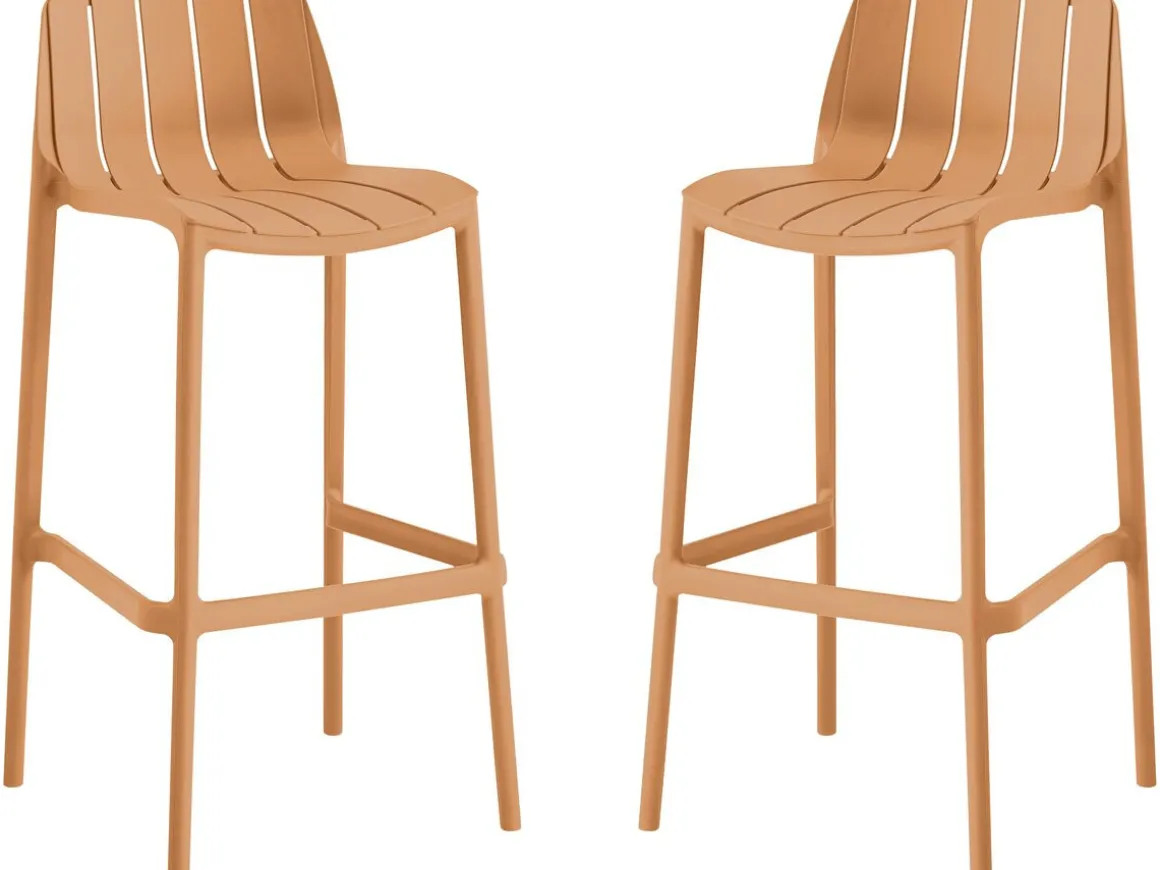 Lot de 2 chaises hautes de jardin empilable "Vaena" - Orange