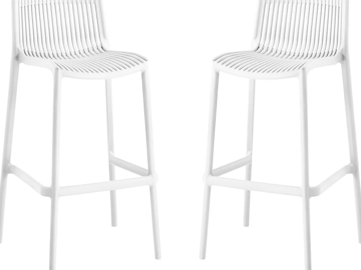 Lot de 2 chaises hautes empilables en plastique "Néora" - Blanc