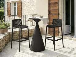 Lot de 2 chaises hautes empilables en plastique "Néora" - Noir