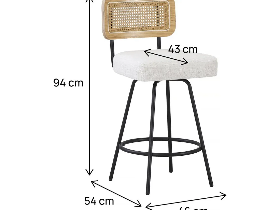 Lot de 2 chaises hautes en tissu "Wilfried" - 51 x 44 x 95 cm - Beige