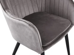 Lot de 2 chaises "Velma" en velours avec accoudoirs - Gris