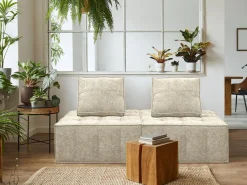 Lot de 3 chauffeuses pour canapé modulables en tissu texturé 