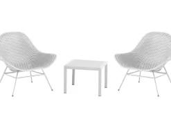 Lot de 2 fauteuils de jardin avec table basse "Soléna" - Blanc