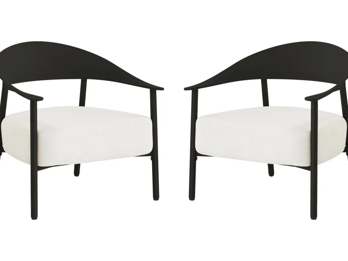 Lot de 2 fauteuils de jardin en plastique et en métal "Céora" - Noir