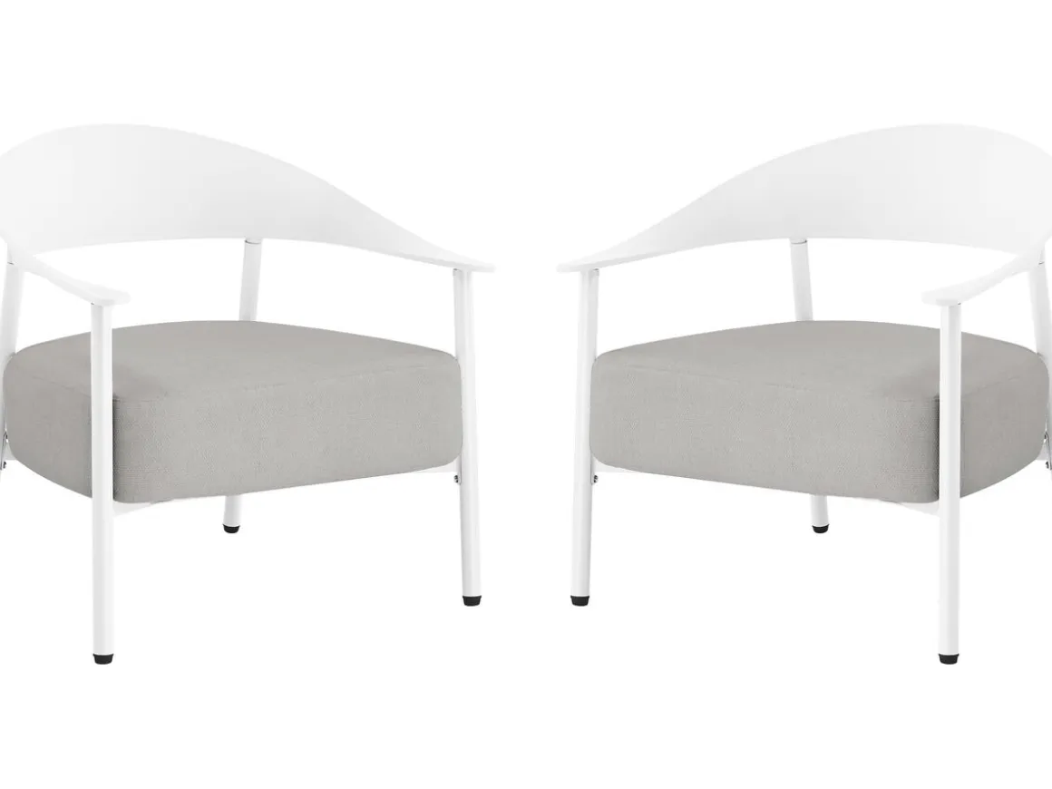 Lot de 2 fauteuils de jardin en plastique et en métal "Céora" - Blanc