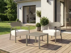 Lot de 2 fauteuils de jardin en plastique et métal "Céora" - Taupe