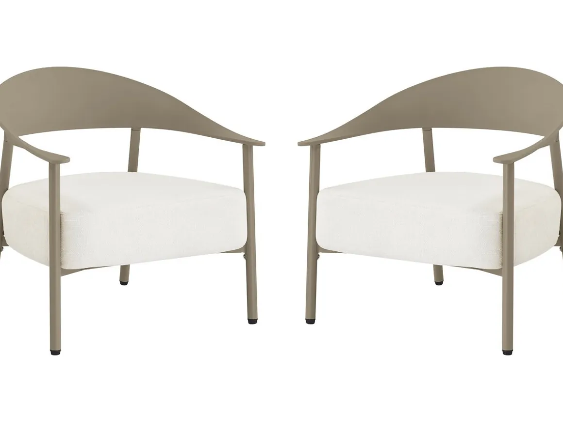 Lot de 2 fauteuils de jardin en plastique et métal "Céora" - Taupe