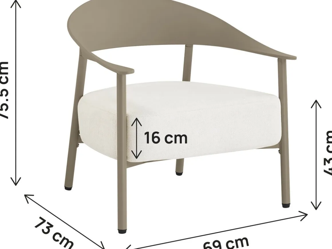 Lot de 2 fauteuils de jardin en plastique et métal "Céora" - Taupe
