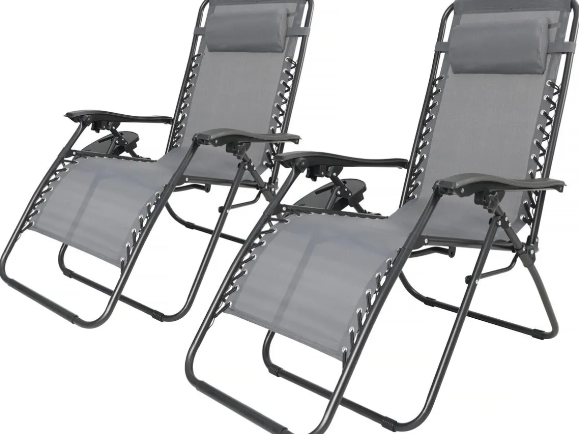 Lot de 2 fauteuils de jardin inclinable zéro gravité "Sintra" - Gris