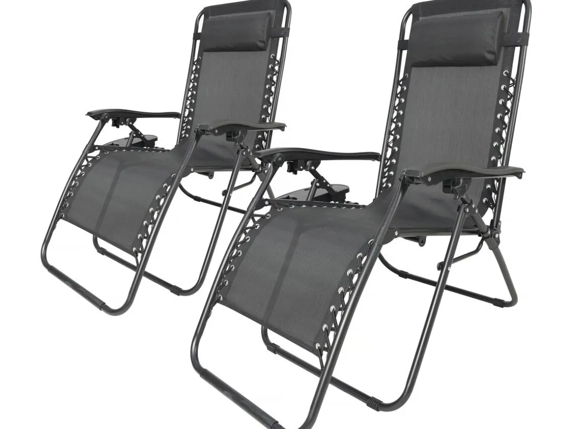 Lot de 2 Fauteuils de jardin inclinable zéro gravité "Sintra" - Noir