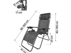 Lot de 2 Fauteuils de jardin inclinable zéro gravité