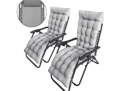Lot de 2 fauteuils de jardin inclinable zéro gravité avec coussin matelassé 