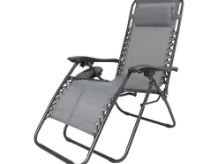 Lot de 2 fauteuils de jardin inclinable zéro gravité avec coussin matelassé 