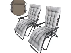 Lot de 2 fauteuils de jardin inclinable zéro gravité avec coussin matelassé 