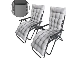 Lot de 2 fauteuils de jardin inclinable zéro gravité avec coussin matelassé "Sintra" - Noir