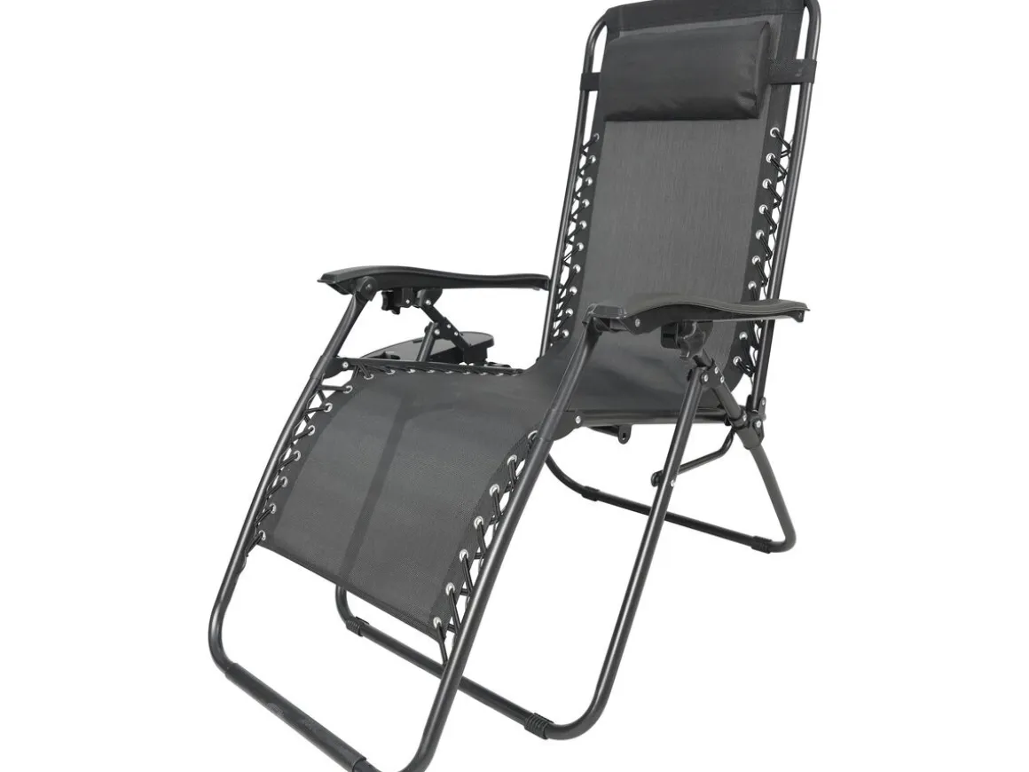 Lot de 2 fauteuils de jardin inclinable zéro gravité avec coussin matelassé "Sintra" - Noir