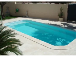Lot de 41 Margelles de piscine "Domus" droites - 60 x 3 x 33 cm + 4 margelles angle rentrant 38 x 3 x 38 cm - Ton pierre