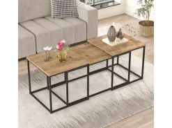 Lot de 3 tables basse en bois "VG9" - 90 x 45 x 44 cm - Pin Atlantique