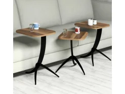 Lot de 3 tables basses gigognes en bois "Pion" - 45 x 35 x 60 cm - Marron
