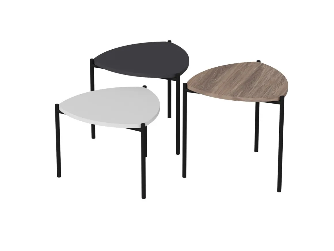Lot de 3 tables basses gigognes en bois "Lenny" - 45 x 45 x 45 cm - Multicolore