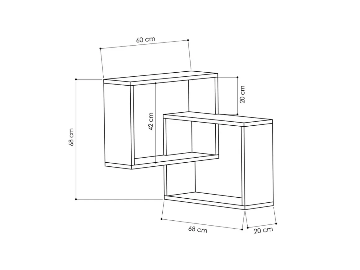 Lot de 2 étagères murales d'angle en bois "Ring" - 68 x 60 x 68 cm - Moka clair