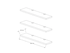 Lot de 3 étagères murales en bois "Boss" - 60 x 1 x 14 cm  - Blanc