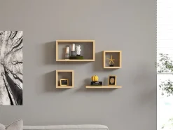Lot de 4 étagères murales en bois