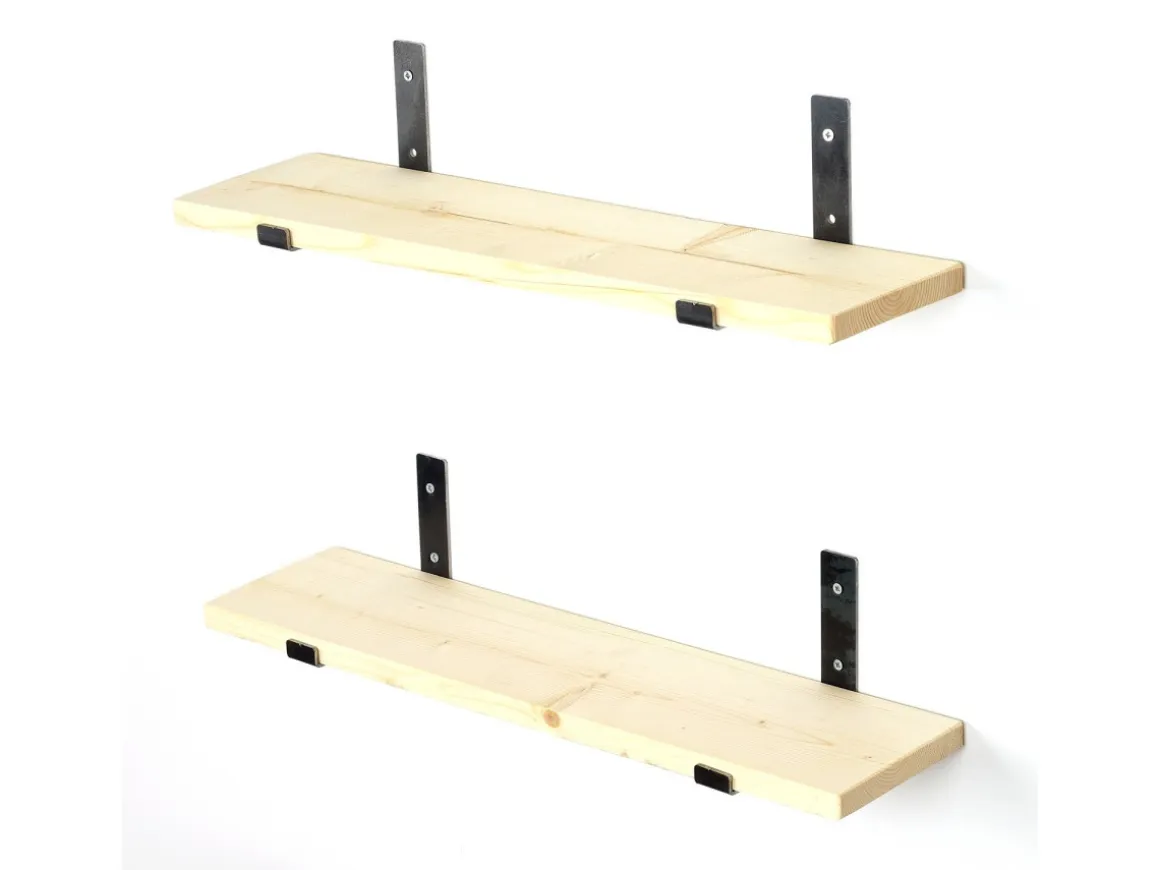 Lot de 2 étagères murales en bois en bois "LAM008" - 60 x 14 x 16 cm - Beige